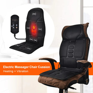 Full-Body Massage Car Home Office Heat Vibrate Massager Chair Pain Relaxation Cushion