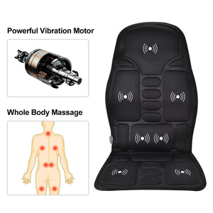 Full-Body Massage Car Home Office Heat Vibrate Massager Chair Pain Relaxation Cushion