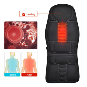 Full-Body Massage Car Home Office Heat Vibrate Massager Chair Pain Relaxation Cushion