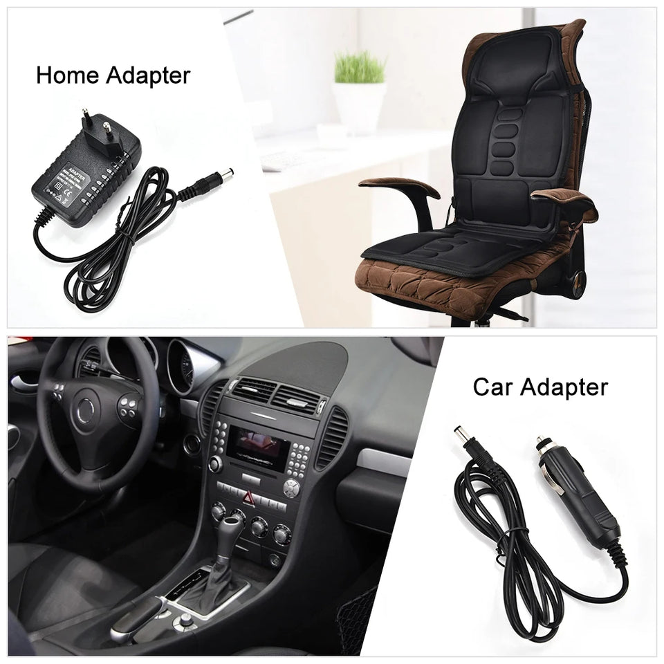 Full-Body Massage Car Home Office Heat Vibrate Massager Chair Pain Relaxation Cushion