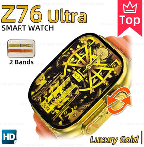 Golden Premium Touch Display Smart Watch with 2 Strap