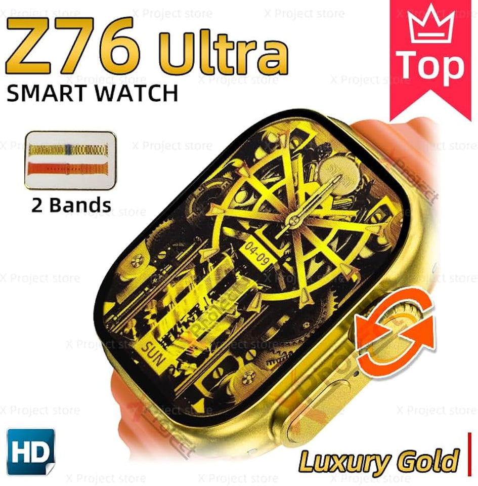 Golden Premium Touch Display Smart Watch with 2 Strap