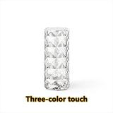 Nordic Crystal Lamp USB Table Lamps Bedroom Touch Dimming Atmosphere Diamond Night Light Rose Projector Lamp Decor