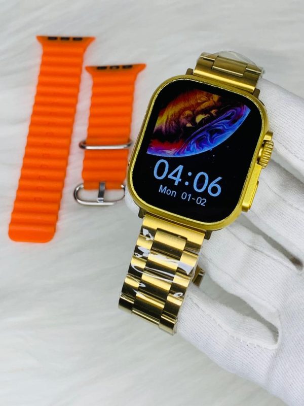 Golden Premium Touch Display Smart Watch with 2 Strap