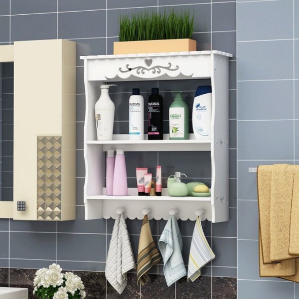 Family Multifunction Wall Shelf Waterproof Bathroom Wall Hanging Shelves